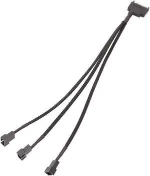 Black Sleeved 30cm Cooler Cooling Fan Splitter Power Cable 12V 4-Pin To 6 Port 3Pin/4Pin Connector for Molex IDE Computer PC DIY(1 in 3)