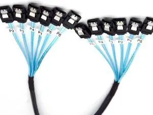 2 Kinds SATA III Cable 12Gbps 7pin Female Straight To Straight Angle Female Data Cable with Locking Latch 0.5m 1m Blue(6sata-0.5M)