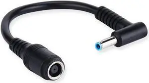 7.4x5.0mm To 4.5x3.0mm Tip DC Power Adapter Charger Connector for H-P Laptop Stream Spectre Pavilion Envy Elitebook Split Chrome(elbow)