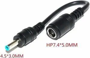 7.4x5.0mm To 4.5x3.0mm Tip DC Power Adapter Charger Connector for H-P Laptop Stream Spectre Pavilion Envy Elitebook Split Chrome(Straight)