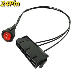 54cm Cable Copper Tin Wire 24-Pin Female ATX PSU PC Power Supply Starter Tester Start Up Jumper with ON/OFF Switch