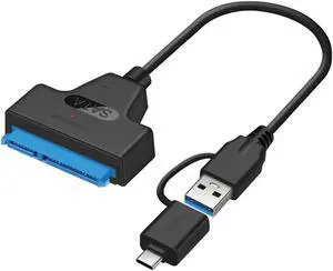 2 in 1 SATA To USB 3.0 Cable SATA To Type C External Hard Drive 22Pin Converter Adapter for 2.5 Inch HDD/SSD 2 in 1 SATA To USB 3.0 Cable SATA To Type C External Hard Drive 22Pin Converter Adapter for 2.5 Inch HDD/SSD