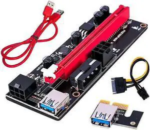 PCI Express PCIE PCI-E Riser Card 009s Molex 6Pin to SATA 1X 16X USB3.0 Extender Adapter LED Mining PCI Express PCIE PCI-E Riser Card 009s Molex 6Pin to SATA 1X 16X USB3.0 Extender Adapter LED Mining