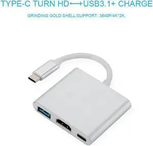 USB 3.1 Type-C Hub To HDMI-compatible 4K Thunderbolt 3 USB C with Usb3.3 TF SD Reader Slot PD for MacBook Pro/Air/Huawei MateColor: Red (3 in hub silver)
