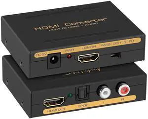 4K HDMI Audio Extractor Splitter, 1080P HDMI to HDMI Audio Converter + Fiber Optic Toslink SPDIF + L/R Stereo Analog Audio, HDMI Audio Adapter for Fire Stick, Blu-ray Player (4K 30Hz Black)