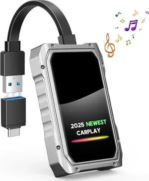 2025 Upgraded Wireless CarPlay Adapter for iPhone, Fastest and Stable 5G WiFi and 5.4 Bluetooth Apple CarPlay Dongle with RGB Lights, Compatible with iPhone 8+, Android Auto, 2017 Cars