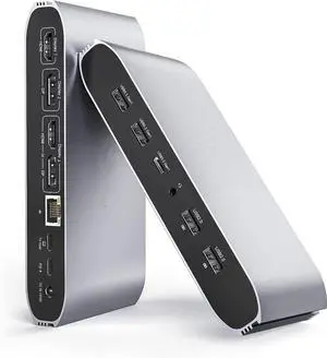 Displaylink Triple Docking Station for MacBook M1/M2/M3/M4/Windows, DisplayLink Docking Station with 2 HDMI and 2 DisplayPort, 100W Charging, USB-C Data, Ethernet, Audio, 4 USBA Ports