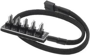 Host Case PC Cooler Cooling Fan 1 Female to 4/5 Male 4/5 Pin Power Cable Socket 4/5 Port Fan Hub Splitter(5ports)(40CM)
