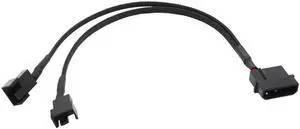 4pin IDE M-olex to 4-Port 3Pin/4Pin Power Supply Cable Black Sleeved Cooling Fan Splitter Power Cord Plug Cooler Wire for PC(Big 4PIN 1 TO 2)