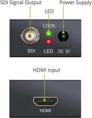 SDI to HDMI-compatible Converter Adapter SDI/HD-SDI/3G-SDI Adapter SDI Adapter Support 1080P for Camera Home TheaterColor: Black (SDI TO HD)