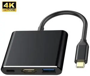 USB C Hub Dock Type C to USB3.0 4K HDMI-compatible PD Adapter Splitter Converter for Macbook Pro Samsung S9 S10 Huawei P20 P33Color: Black (black)