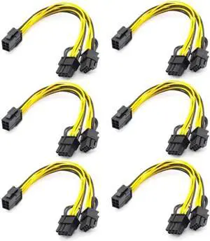 1PCS GPU VGA PCIe 6 Pin Female to Dual 2X 8 Pin (6+2) Male PCI Express Power Adapter Y-Splitter Extension Cable (20cm)(Black Yellow) 1PCS GPU VGA PCIe 6 Pin Female to Dual 2X 8 Pin (6+2) Male PCI Express Power Adapter Y-Splitter Extension Cable (20cm)(Black Yellow)