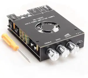 320W Power Amplifier Board with Subwoofer 2.0 Channel 160W x 2,15V-36V Audio Power Amplifier Module with Treble and Bass Controls, Black (ZK-1602T)