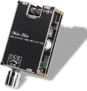 Mono Bluetooth Amplifier Board with TPA316D2 Chip, Wide Voltage Input 12-24V Peak Output Power 100W with TWS Pairing, Black (ZK-1001B)
