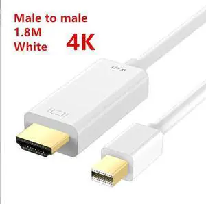 Mini DP To HDMI-compatible Cable 4K 30Hz Mini DisplayPort To HD Adapter Display Port Video Audio for PC HDTV Projector LaptopColor: Red (4K white 1.8m)