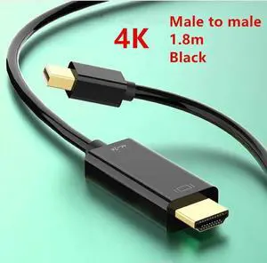 Mini DP To HDMI-compatible Cable 4K 32Hz Mini DisplayPort To HD Adapter Display Port Video Audio for PC HDTV Projector LaptopColor: Black (4K black 1.8m)