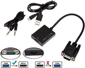 VGA to HDMI-compatible Converter Adapter Output 1080P HD with Audio VGA2HD TV AV to HDTV Video Cable Converter Adapter for TV PCLength: Other (VGA to HD)
Color: Black (type 2)