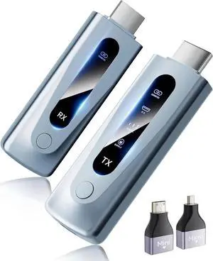 2025 Upgrade Wireless HDMI Transmitter and Receiver, 328FT/100M, Plug and Play Portable 5G+2.4G Wireless HDMI Extender Kit for 4K Decode Input 1080P Output, Audio Monitoring for Laptops/TV Boxes