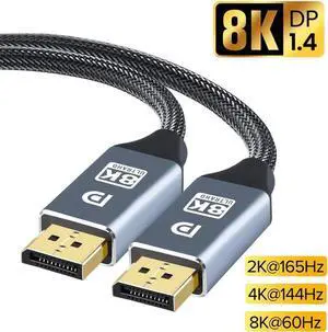 DisplayPort Cable DP 1.4 to DP Cable 8K 4K 144Hz 165Hz Display Port Adapter For Video PC Laptop TV DP 1.2 10K Display Port CableLength: 0.5m and below (0.5m)
Color: Black (8K DP1.4)