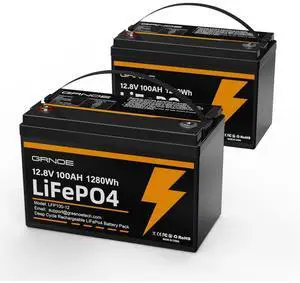 GreenOE 2-Pack 12V 100Ah 1280Wh LiFePO4 Battery Group 31 With Built-in 100A BMS