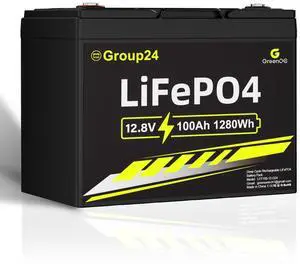GreenOE 12V 100Ah LiFePO4 Battery Group 24 With Built-in 100A BMS For RV Home