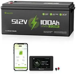 GreenOE 48V 100Ah LiFePO4 Lithium Golf Cart Battery with Built in 200A BMS