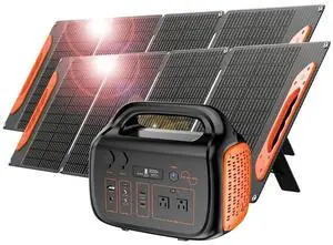 GreenOE 1000W Generator 1024Wh Portable Power Station with 2x100W Solar panel