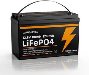 GreenOE 12V 100Ah 1280Wh LiFePO4 Battery Group 31 With Built-in 100A BMS for RV