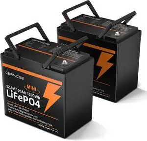 GreenOE 2 pack 12V 100Ah Mini Size 1280Wh LiFePO4 Battery With Built-in 100A BMS