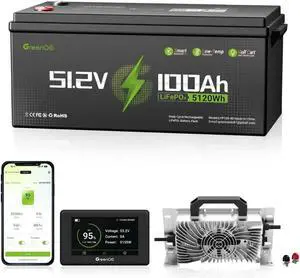 GreenOE 48V 100Ah Lithium Golf Cart Battery + 48V 18A Charger Trolling Motor RV