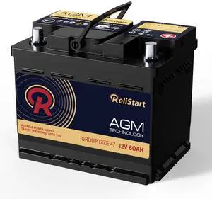 Relistart 12v 60Ah AGM Battery BCI Group 47 Car Automotive Battery 105RC 680CCA