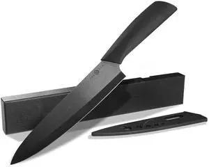 YUSOTAN Ceramic Chef Knife-8" Ceramic Knife with Sharp Ceramic Blade,with Cover and Box-Versatile Kitchen Chef's Tool for Cutting, Slicing, Dicing, Chopping-Ideal for Vegetables and Fruits (Black)