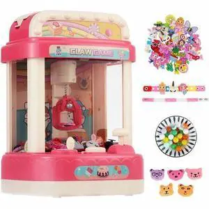 Arcade Claw Machine Candy Crane Game Toy for Kids with 50 Mini Toys Pink Color