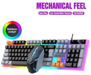 Gaming Keyboard and Mouse Combo Ergonomic For Computer Desktop RGB LED Backlight