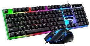 Juego De Teclado Y Mouse Gamer Mecanico Para Gaming Multicolor LED raton
