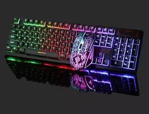Rainbow LED Gaming Keyboard and Mouse Set Multi-Colored Backlight Mouse