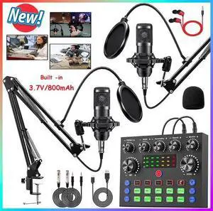 Complete Home Studio Recording Kit Mixer Condenser Microphone For Music Podcast