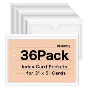 36 Pack 3" x 5" Adhesive Index Card Holders Clear PVC Label Holders 36 Pack 3" x 5" Adhesive Index Card Holders Clear PVC Label Holders