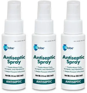 Globe Antiseptic Spray, Benzalkonium Chloride, 3 Pack, 2 oz Bottles Globe Antiseptic Spray, Benzalkonium Chloride, 3 Pack, 2 oz Bottles