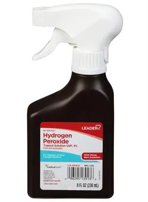 LEADER Hydrogen Peroxide Spray Bottle First Aid Antiseptic 3% Solution Multi-Purpose Cleaner, Gentle & Effective Disinfectant Spray for Home, Cuts, and Scrapes, Easy-to-Use 8 oz Bottle LEADER Hydrogen Peroxide Spray Bottle First Aid Antiseptic 3% Solution Multi-Purpose Cleaner, Gentle & Effective Disinfectant Spray for Home, Cuts, and Scrapes, Easy-to-Use 8 oz Bottle