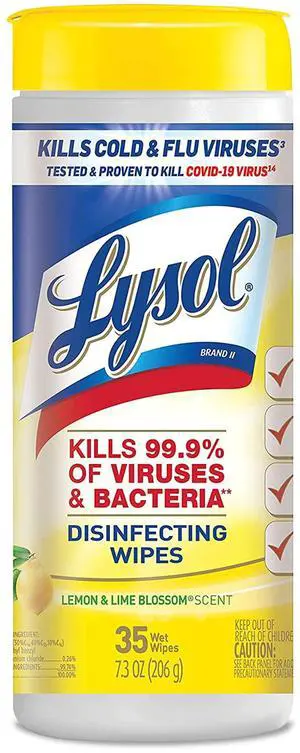 Lysol Disinfectant Wipes, Multi-Surface Antibacterial Cleaning Wipes, for Disinfecting and Cleaning, Lemon and Lime Blossom, 35 Count (Pack of 3) Lysol Disinfectant Wipes, Multi-Surface Antibacterial Cleaning Wipes, for Disinfecting and Cleaning, Lemon and Lime Blossom, 35 Count (Pack of 3)