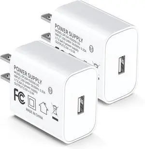 5V 2A Power Adapter UL Certified, USB Wall Charger 2-Pack Fast Charging Plug Cube for iPhone 13/14/15/16/16 Pro/Pro Max/Plus, XS/XR/X & Watch Series 7/8, Ideal for Home & Travel Use 5V 2A Power Adapter UL Certified, USB Wall Charger 2-Pack Fast Charging Plug Cube for iPhone 13/14/15/16/16 Pro/Pro Max/Plus, XS/XR/X & Watch Series 7/8, Ideal for Home & Travel Use