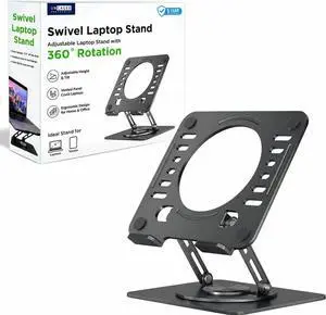 Uncaged Ergonomics Swivel Laptop Stand for Desk, Adjustable Computer iPad Stand for Desk w/ 360 Rotation, Portable Laptop Holder for Home Office Ergonomic Supplies Uncaged Ergonomics Swivel Laptop Stand for Desk, Adjustable Computer iPad Stand for Desk w/ 360 Rotation, Portable Laptop Holder for Home Office Ergonomic Supplies