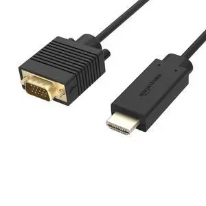 Amazon Basics HDMI (Source) to VGA (Display) Cable (ONE-Directional), Male to Male, 1080P, Gold-Plated, 6 feet, Black Amazon Basics HDMI (Source) to VGA (Display) Cable (ONE-Directional), Male to Male, 1080P, Gold-Plated, 6 feet, Black