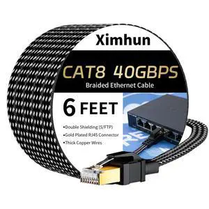 Ximhun Cat 8 Ethernet Cable 6 FT, High-Speed Internet Cable Network Cord Ximhun Cat 8 Ethernet Cable 6 FT, High-Speed Internet Cable Network Cord