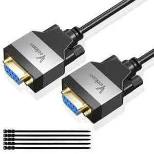 Veeloon Straight Through DB9 RS232 Serial Cable 4 FT, Female to Female DB 9 Pin Extension Cable, Aluminum Shell DB9 Adapter Wire Cord for Computer Monitor Switch Router & Serial Interface Devices. Veeloon Straight Through DB9 RS232 Serial Cable 4 FT, Female to Female DB 9 Pin Extension Cable, Aluminum Shell DB9 Adapter Wire Cord for Computer Monitor Switch Router & Serial Interface Devices.