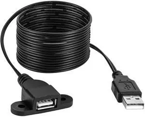 QiCheng&LYS USB Male to Single Female Extension Cable Charging Cable, Furniture nightstand Sofa Electric Vehicle on-Board Charging Port, Panel Mount Cable with Screw Hole 5ft (1 Male to 1 Female) QiCheng&LYS USB Male to Single Female Extension Cable Charging Cable, Furniture nightstand Sofa Electric Vehicle on-Board Charging Port, Panel Mount Cable with Screw Hole 5ft (1 Male to 1 Female)