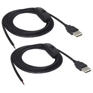 HCFeng with ON/Off Switch USB 2.0 A Male Plug 2 Pin Bare Wire Charge Cable HCFeng with ON/Off Switch USB 2.0 A Male Plug 2 Pin Bare Wire Charge Cable