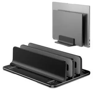 GleYo Vertical Laptop Stand for Desk Aluminum Book Holder with Adjustable Double Slot Desktop Accessories for MacBook Pro/Air Gaming Laptops, Black GleYo Vertical Laptop Stand for Desk Aluminum Book Holder with Adjustable Double Slot Desktop Accessories for MacBook Pro/Air Gaming Laptops, Black