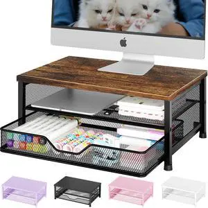 OPNICE Computer Monitor Stand Riser, Desk Organizer with Drawer, Printer & Laptop Stand, Office Desk Accessories & Workspace Desktop Organizers Storage for Office Supplies(Brown) OPNICE Computer Monitor Stand Riser, Desk Organizer with Drawer, Printer & Laptop Stand, Office Desk Accessories & Workspace Desktop Organizers Storage for Office Supplies(Brown)